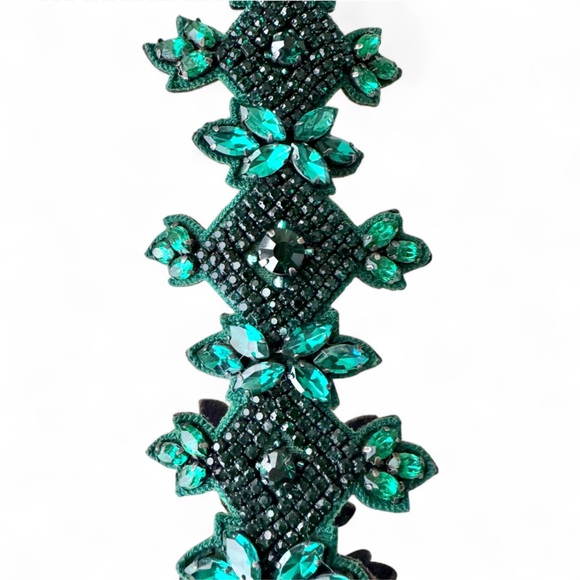 Vintage Luxe Handmade Deepa Gurnani renaissance fair Rhinestone Headband green - Picture 6 of 6